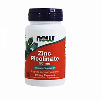 Now Foods Zinc Picolinate (Пиколинат цинка) 50 мг. 60 растительных капсул