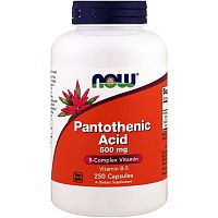Now Foods Pantothenic Acid (Витамин B5, Пантотеновая Кислота) 500 мг. 250 капсул