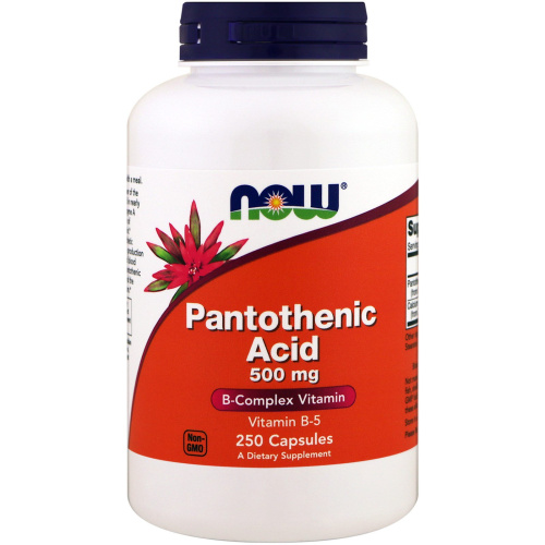Now Foods Pantothenic Acid (Витамин B5, Пантотеновая Кислота) 500 мг. 250 капсул