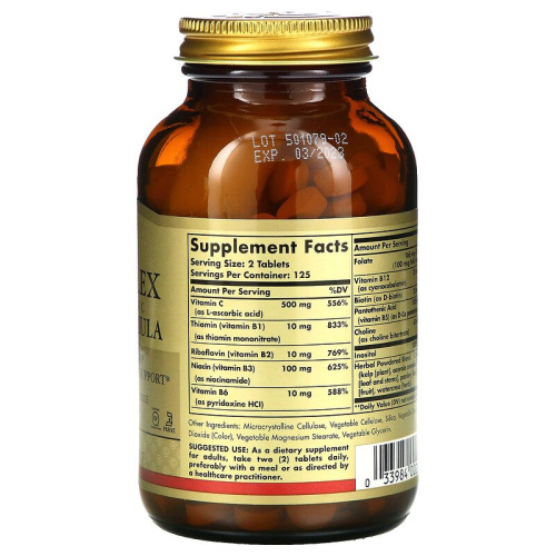 Solgar B-Complex with Vitamin C Stress Formula (B-комплекс с витамином C) 100 таблеток фото 3