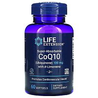 Life Extension Super-Absorbable CoQ10 (Ubiquinone) with d-Limonene (Сверхусваиваемый CoQ10 (убихинон) с d-Лимонином) 100 мг 60 капсул