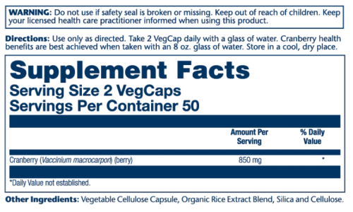 Cranberry 850 mg (Клюква 850 мг) 100 вег капсул (Solaray) фото 2