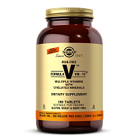 Solgar Formula VM-75 Iron Free (Комплексные витамины с микроэлементами в хелатной форме без железа) 180 таблеток