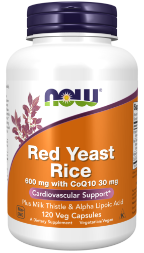 Now Foods Red Yeast Rice 600 мг. with CoQ10 30 мг. (Красный Дрожжевой Рис + Коэнзим Q10) 120 растительных капсул