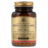 Solgar Сублингвальный Метилкобаламин (Витамин B12, Methylcobalamin) 5000 мкг. 60 табл.