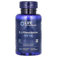 Life Extension D, L-Phenylalanine (D, L-фенилаланин) 500 мг. 100 растительных капсул