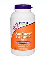 Now Foods Sunflower Lecithin Подсолнечный лецитин 1200 мг. 200 капсул