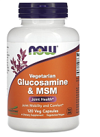 Now Foods Vegetarian Glucosamine & MSM (Вегетарианский Глюкозамин и МСМ) 120 растительных капсул