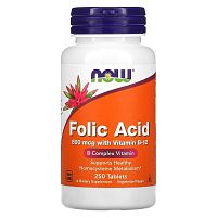 Now Foods Folic Acid 800 мкг. with Vitamin B-12 (Фолиевая кислота с Витамином B-12) 250 таблеток