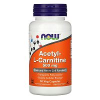 Acetyl-L-Carnitine (Ацетил-Л-Карнитин) Now Foods 500 mg. 50 веганских капсул