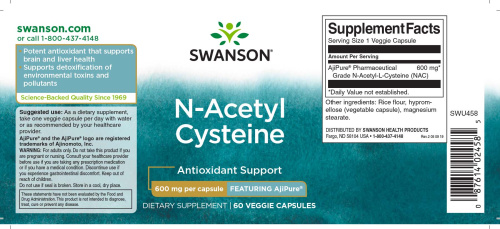 NAC N-Acetyl L-Cysteine AjiPure 600 mg (N-Ацетил L-Цистеин 600 мг) 60 вег. капсул (Swanson) фото 2