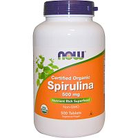 Now Foods Сертифицированная органическая спирулина (Spirulina) 500 мг. 500 таблеток