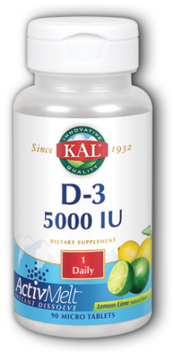 KAL Ultra D-3 ActivMelt (Ультра Витамин D-3) 5000 МЕ 90 микротаблеток со вкусом лимон-лайм фото 2