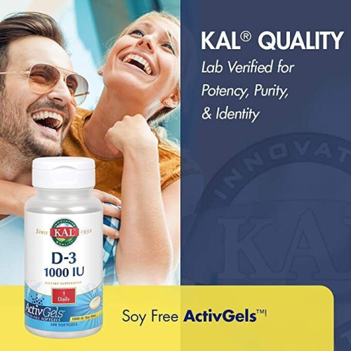 Vitamin D-3 25 mcg (1000 IU) ActivGels Витамин Д-3 25 мкг (1000 МЕ) 200 мягких капсул (KAL) фото 5