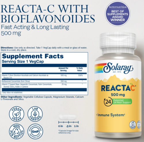 Reacta-C 500 mg 60 вег капсул (Solaray) фото 3
