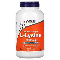 Now Foods L-Лизин (L-Lysine) Двойной концентрации 1000 мг. 250 таблеток