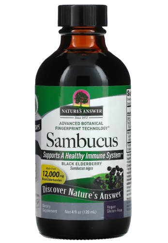 Sambucus Black ElderBerry 12,000 mg (черная бузина 12 000 мг) 120 мл (Nature's Answer) фото 3