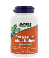 Now Foods Potassium plus Iodine (Калий + Йод) 180 таблеток
