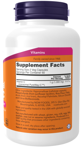 Liposomal Vitamin C 500 mg (Липосомальный витамин С 500 мг) 120 вег капсул (Now Foods) фото 2