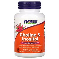 Now Foods Choline & Inositol Холин и инозитол 100 растительных капсул