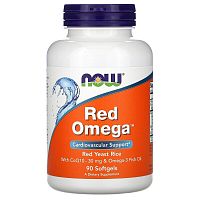Now Foods Red Omega Red Yeast Rise With CoQ10 & Omega-3 Fish Oil (Красный рис с CoQ10 и рыбьим жиром Омега-3 ) 90 мягких капсул