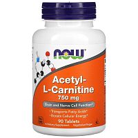 Now Foods Ацетил-L-Карнитин (Acetyl L-Carnitine) 750 мг. 90 таблеток