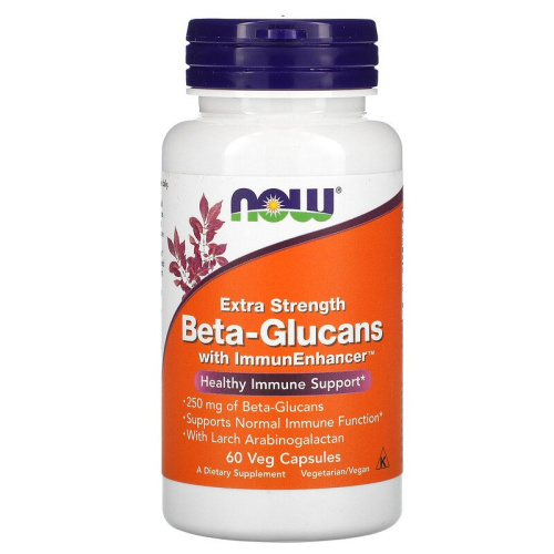 Now Foods Бета-глюканы с ImmunEnhancer усиленного действия (Beta-Glucans with ImmunEnhancer) 250 мг. 60 вегетарианских капсул