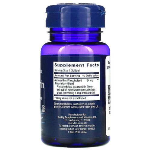 Life Extension Astaxanthin with Phospholipids (Астаксантин с Фосфолипидами) 4 мг. 30 капсул фото 2