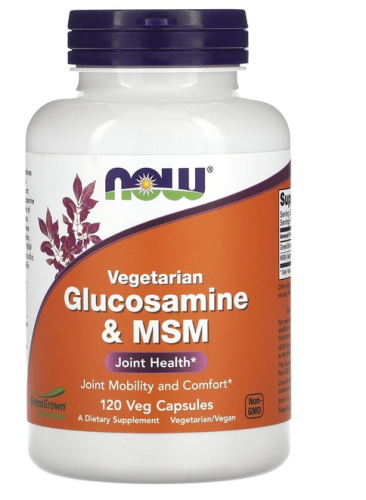 Now Foods Vegetarian Glucosamine & MSM (Вегетарианский Глюкозамин и МСМ) 120 растительных капсул