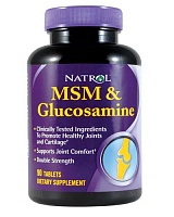 MSM & Glucosamine Double Strength 90 таблеток (Natrol)