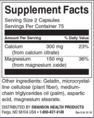 Calcium Citrate Plus Magnesium 2:1 (Цитрат кальция плюс магний) 150 капсул (Swanson) фото 2 Calcium Citrate Plus Magnesium 2:1 (Цитрат кальция плюс магний) 150 капсул (Swanson) фото 2