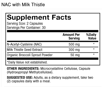 NAC with Milk Thistle 500 mg (НАК с расторопшей 500 мг) 60 капсул (Dr. Mercola) фото 6