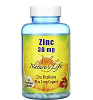 Zinc (Цинк) 30 мг 250 капсул (Nature's Life)