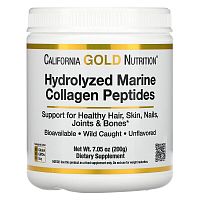 California Gold Nutrition Hydrolyzed Marine Collagen Peptides (Гидролизованные Пептиды Морского Коллагена) 200 гр.