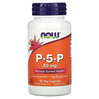 Now Foods P-5-P Coenzyme B-6 + Mg Bisglycinate (Пиридоксаль-5-Фосфат, Коэнзим B-6 + бисглицинат магния) 50 мг. 90 растительных капсул