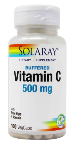 Vitamin C 500 mg Buffered with Rose Hips & Acerola (C 500 мг c шип-ом и ацеролой) 100 капc (Solaray) фото 3