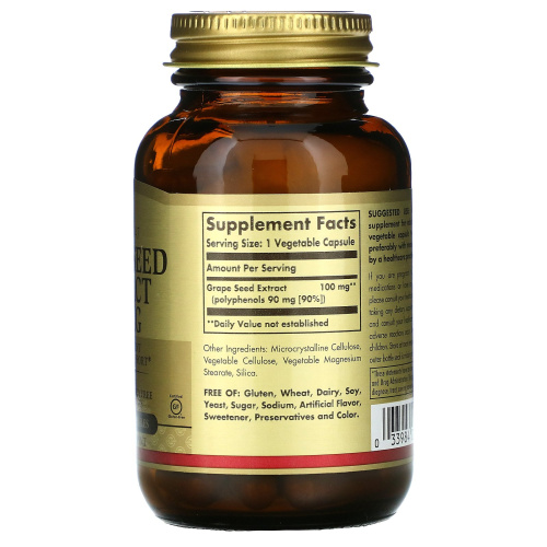 Solgar Экстракт виноградных косточек (Grape Seed Extract) 100 мг. 60 капсул фото 2