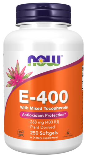 Now Foods Витамин E-400 с разными типами токоферола (Mixed Tocopherols) 250 мягких капсул 