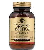 Solgar Biotin (Биотин) 1000 мкг. 250 растительных капсул