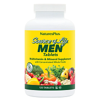 NaturesPlus Source of Life Men Tablets Iron-Free (Мультивитаминная и минеральная добавка для мужчин с цельными пищевыми концентратами без железа) 120 таблеток