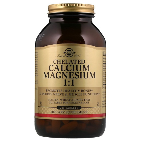 Solgar Chelated Calcium Magnesium (Хелатный Кальций и магний) 1:1 240 таблеток
