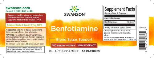 Benfotiamine 160 mg (Бенфотиамин 160 мг) 60 капсул (Swanson) фото 3
