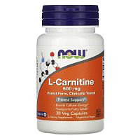 L-Carnitine (Л-Карнитин) Now Foods 500 mg. 30 веганских капсул