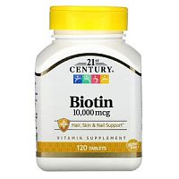 Biotin 10000 мкг (Биотин) 120 таблеток (21st Century)