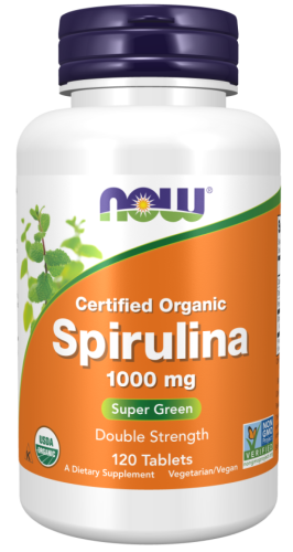 Now Foods Сертифицированная органическая спирулина двойной силы (Certified Organic Spirulina) 1000 мг. 120 таблеток