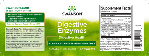 Digestive Enzymes (Пищеварительные ферменты) 90 таблеток (Swanson) фото 3
