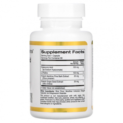 Hyaluronic Acid Complex (Комплекс с гиалуроновой кислотой) 60 капсул (California Gold Nutrition) фото 2
