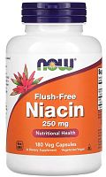 Now Foods Flush-Free Niacin (Ниацин не вызывающий покраснений, Витамин B3) 250 мг. 180 растительных капсул