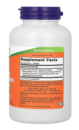 Now Foods Куркумин (Curcumin) 665 мг. 120 мягких капсул фото 2