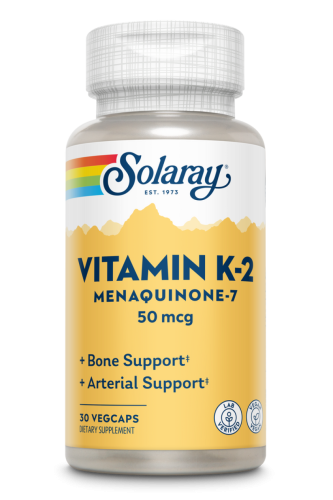 Vitamin K-2 50 mcg (Menaquinone-7) Витамин K-2 50 мкг (MK-7) 30 вег капсул (Solaray)